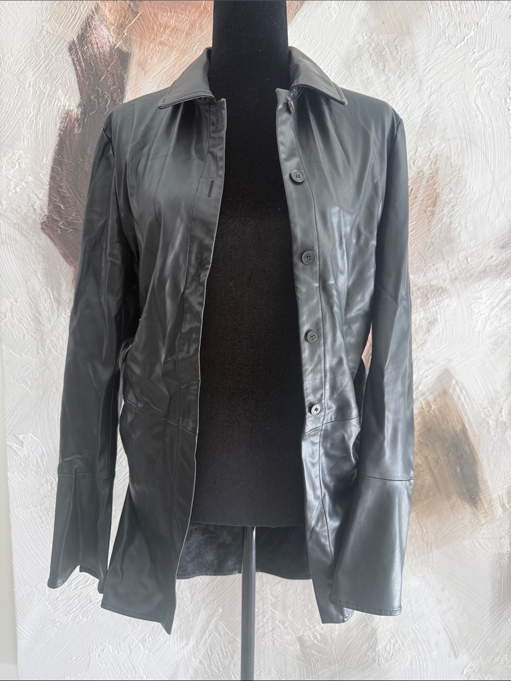 Zara long cinched pleather jacket